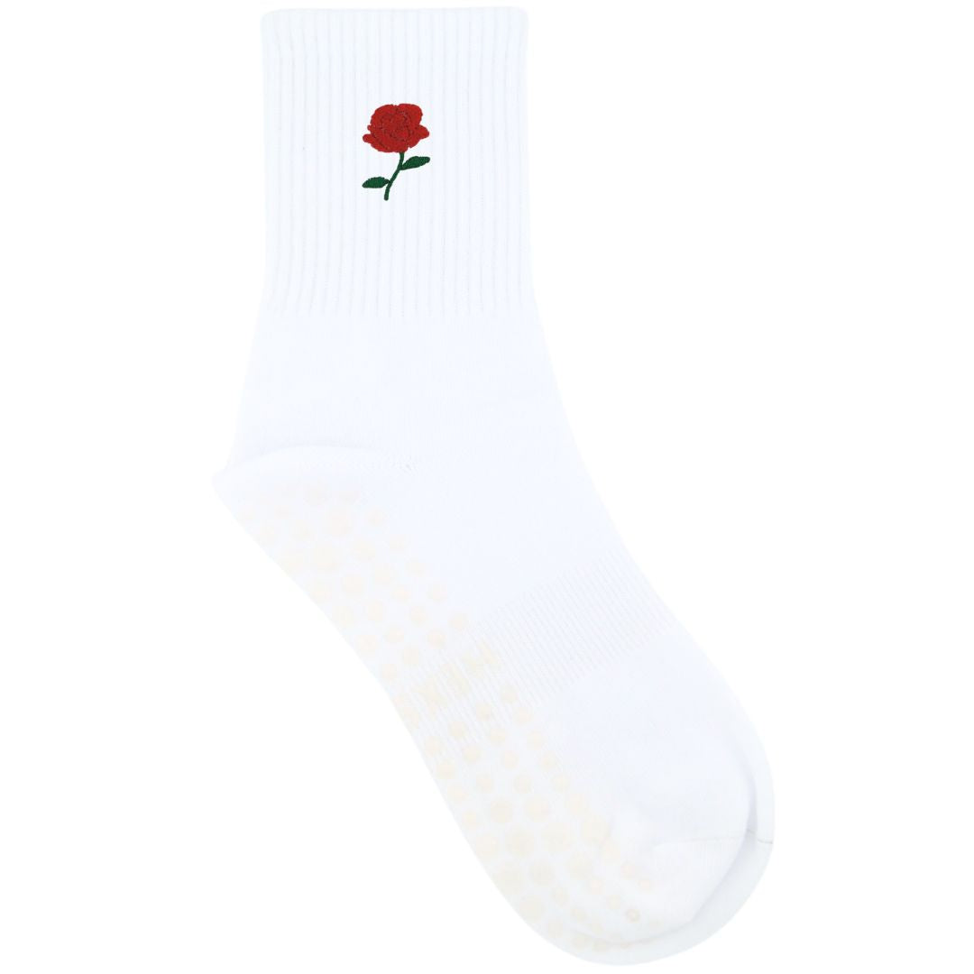 HEXSOX - Embroidered Crew Socks - Rose
