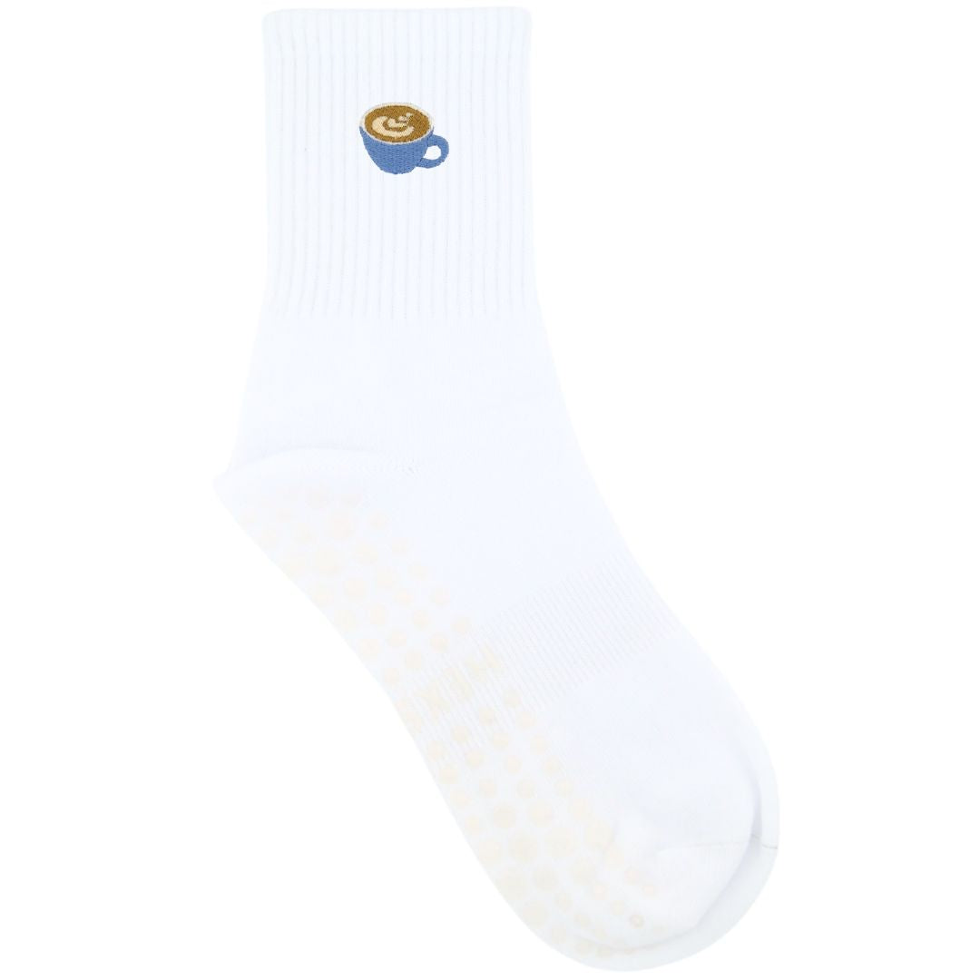 HEXSOX - Embroidered Crew Socks - Latte
