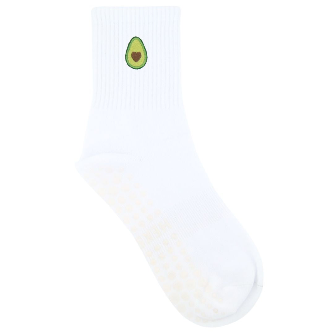 HEXSOX - Embroidered Crew Socks - Avocado Heart