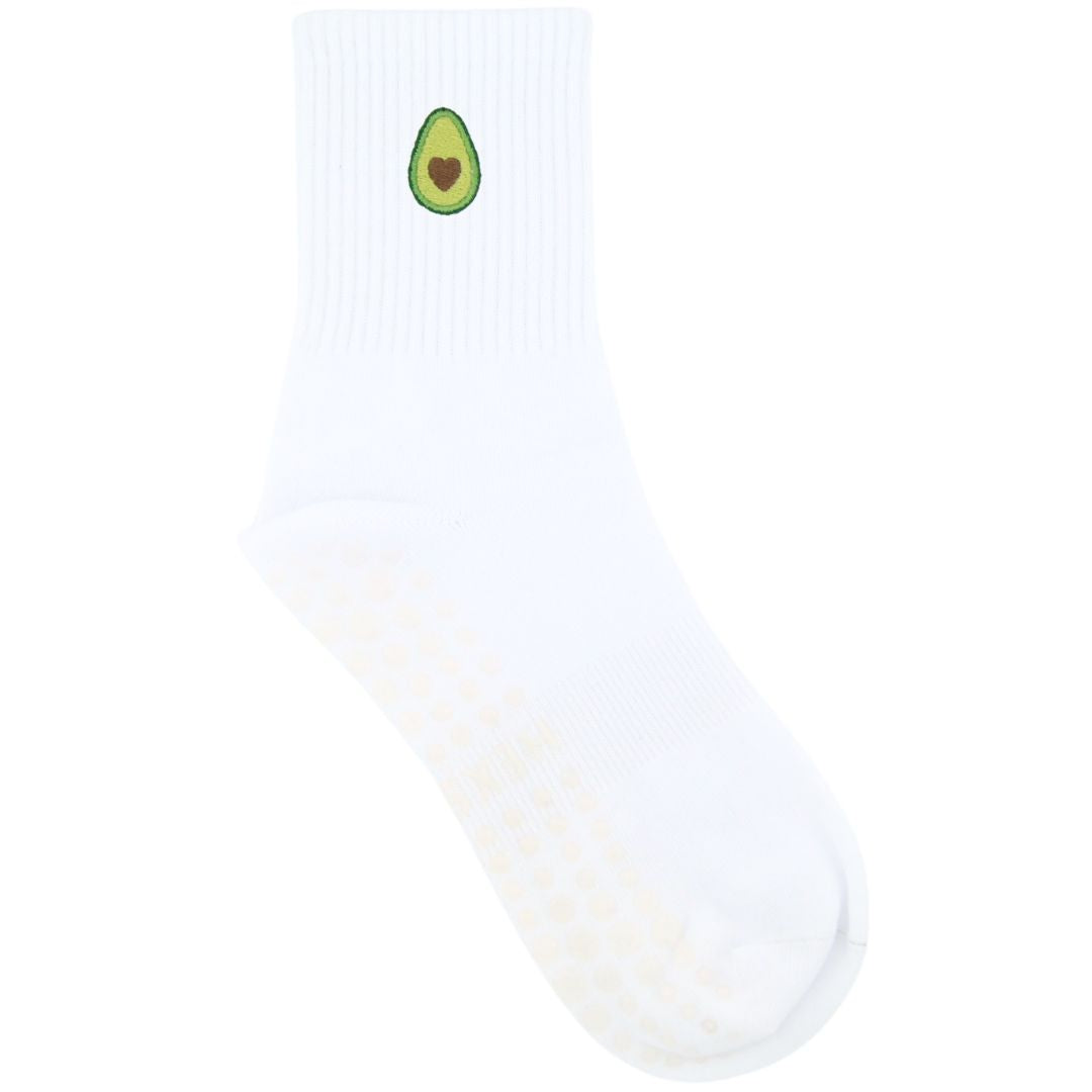 HEXSOX - Embroidered Crew Socks - Avocado Heart