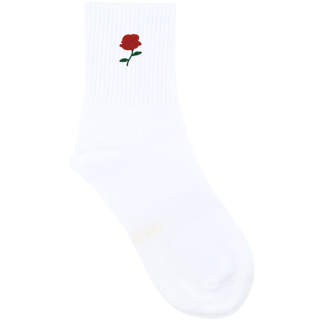 HEXSOX - Embroidered Crew Socks - Rose
