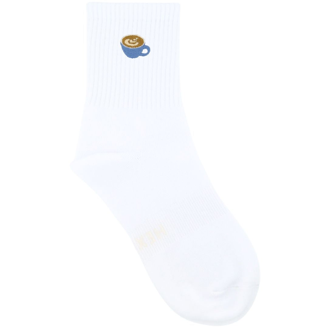 HEXSOX - Embroidered Crew Socks - Latte
