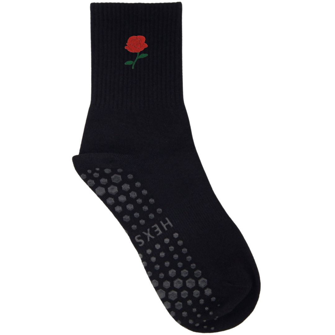 HEXSOX - Embroidered Crew Socks - Rose