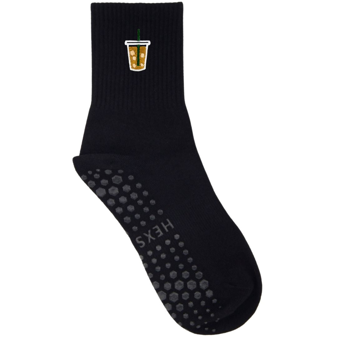 HEXSOX - Embroidered Crew Socks - Iced Coffee