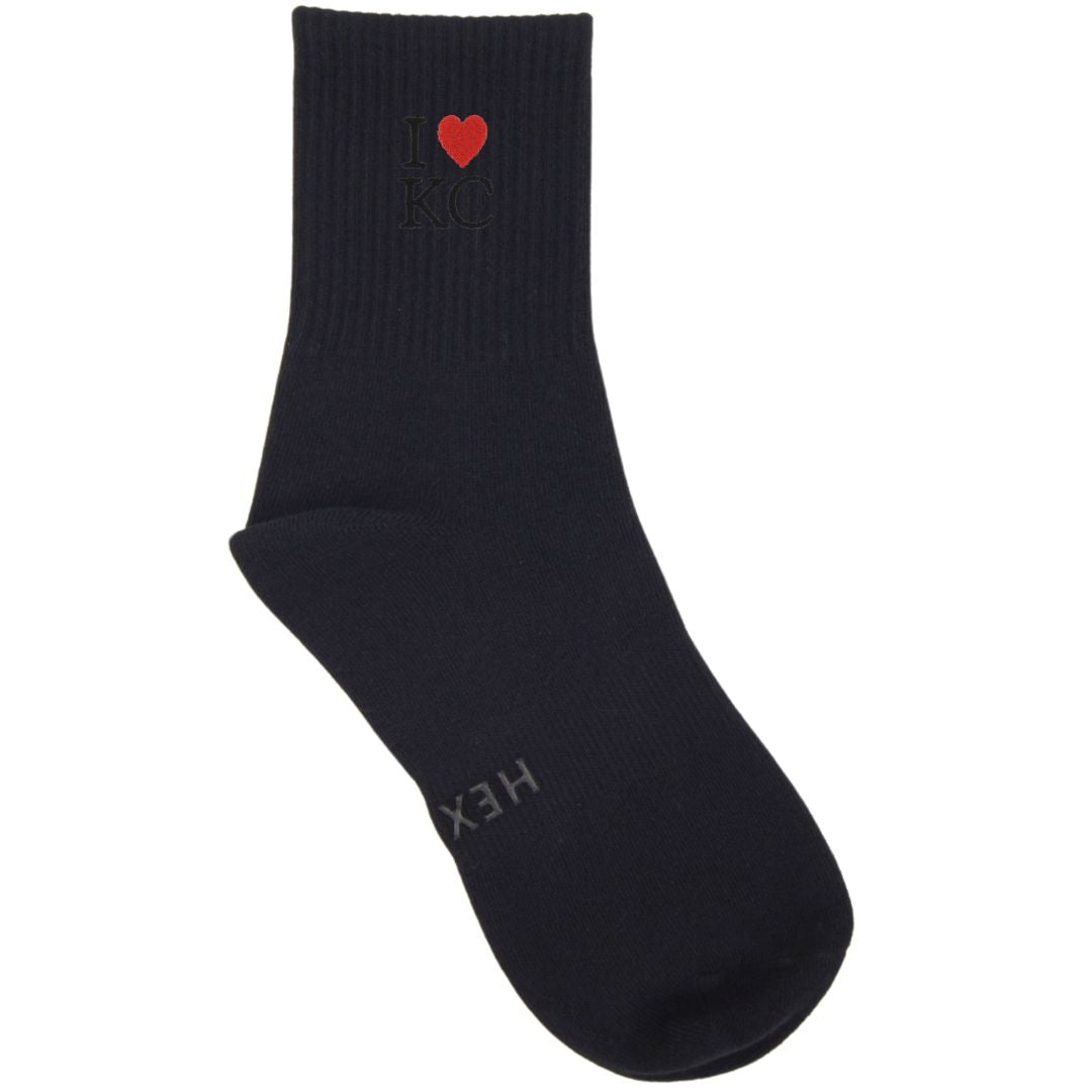 HEXSOX - Embroidered Crew Socks - I Love Kansas City