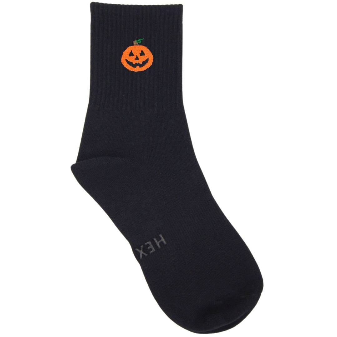 HEXSOX - Embroidered Crew Socks - Jack-O'-Lantern