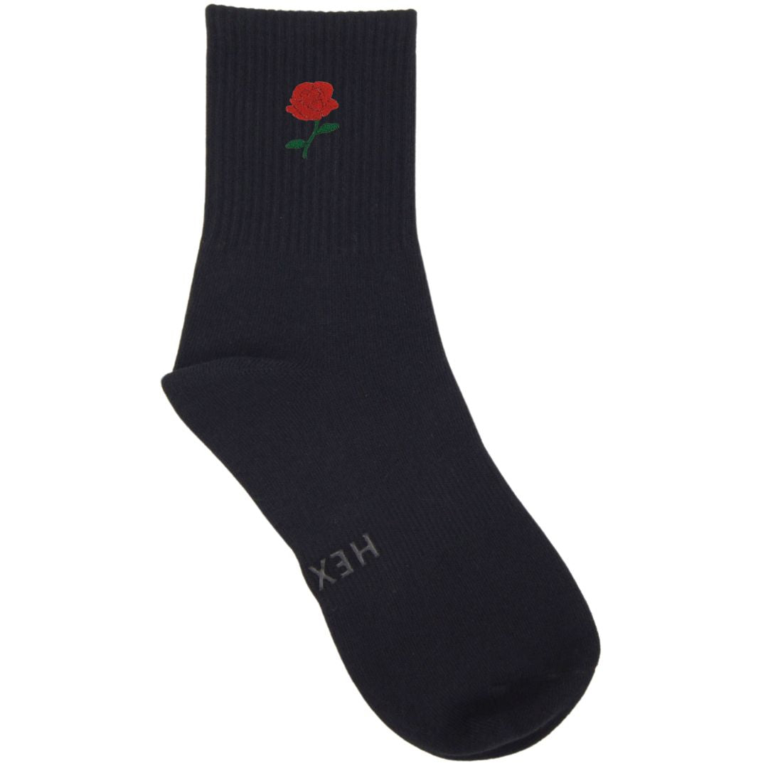 HEXSOX - Embroidered Crew Socks - Rose