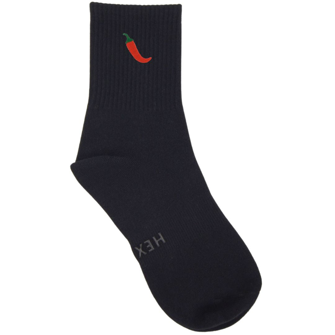 HEXSOX - Embroidered Crew Socks - Chili Pepper