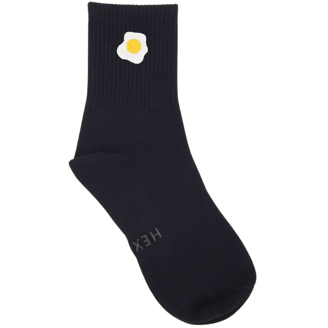 HEXSOX - Embroidered Crew Socks - Fried Egg