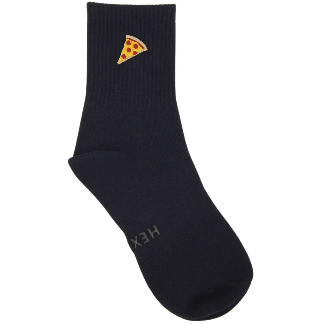HEXSOX - Embroidered Crew Socks - Pizza