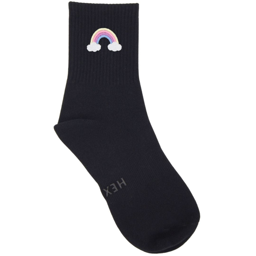 HEXSOX - Embroidered Crew Socks - Rainbow