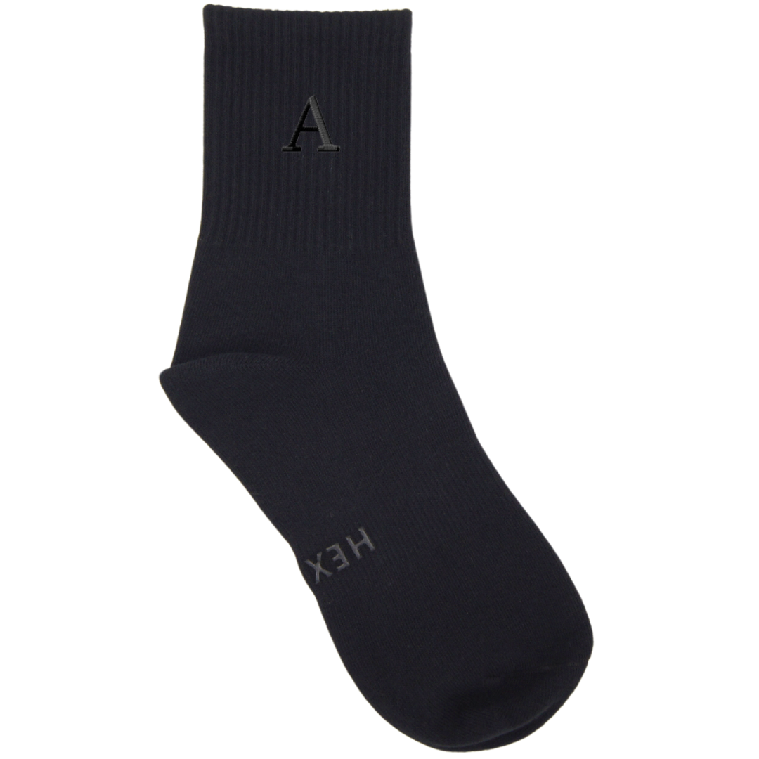 HEXSOX - Embroidered Crew Socks - Letter