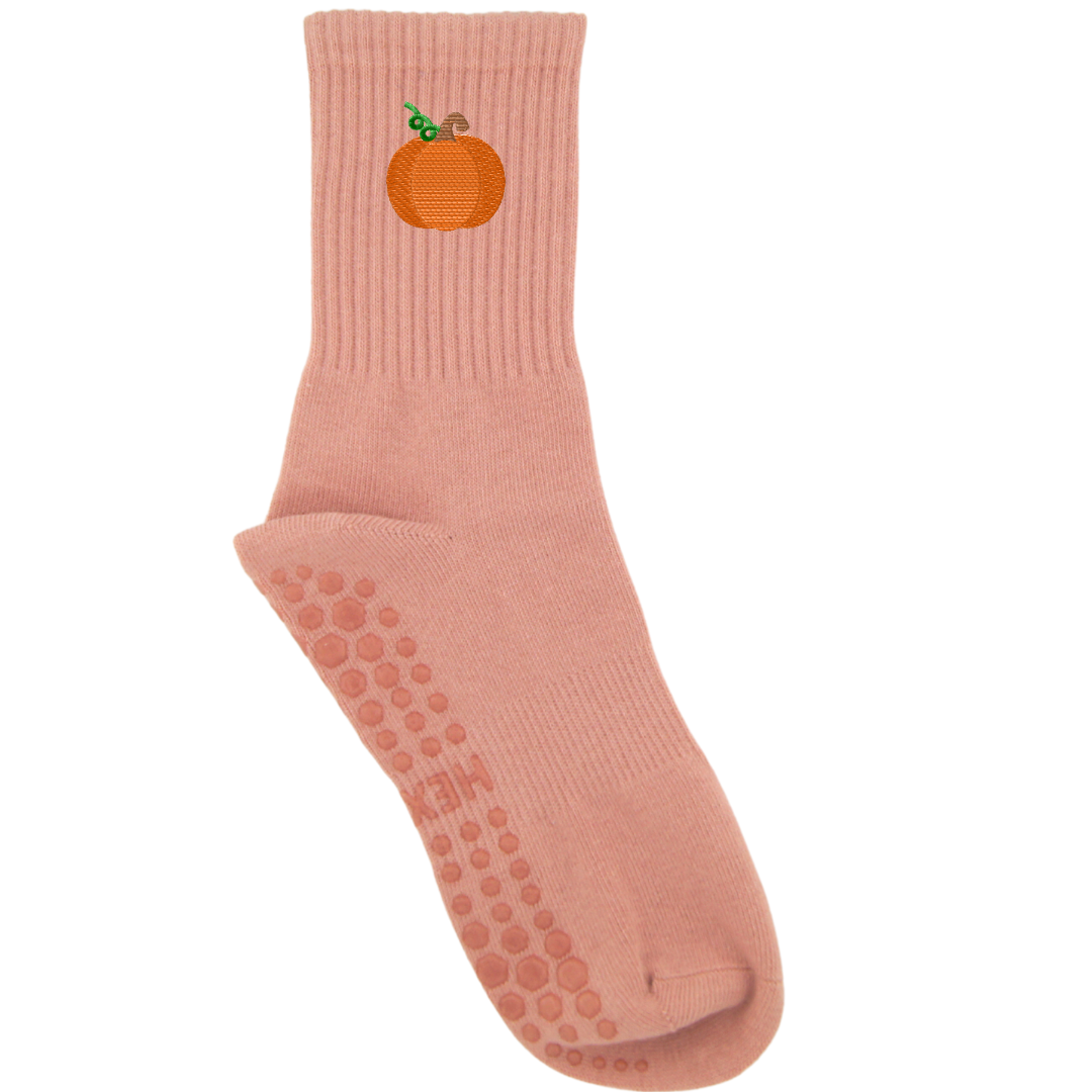 HEXSOX - Embroidered Crew Socks - Pumpkin