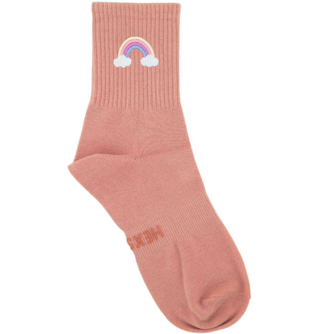 HEXSOX - Embroidered Crew Socks - Rainbow