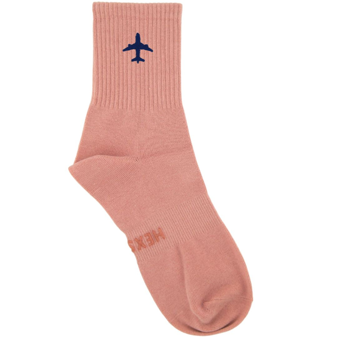 HEXSOX - Embroidered Crew Socks - Airplane