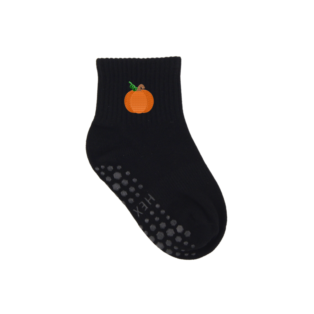 HEXSOX - Kids - Embroidered Grip Socks - Pumpkin