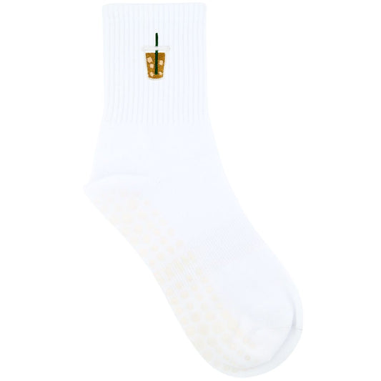 HEXSOX - Embroidered Crew Socks - Iced Coffee