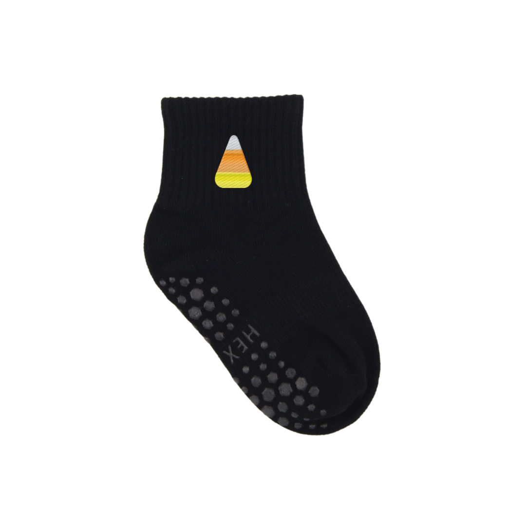 HEXSOX - Kids - Embroidered Grip Socks - Candy Corn