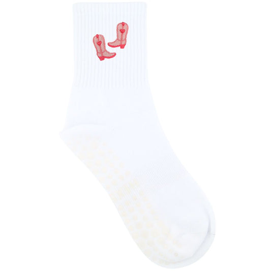 HEXSOX - Embroidered Crew Socks - Cowgirl Boots