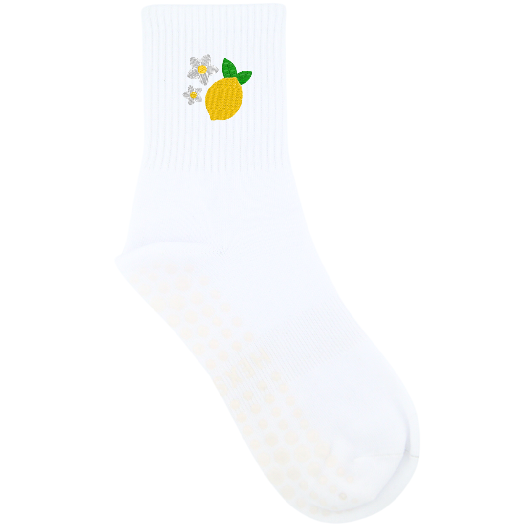 HEXSOX - Embroidered Crew Socks - Lemon