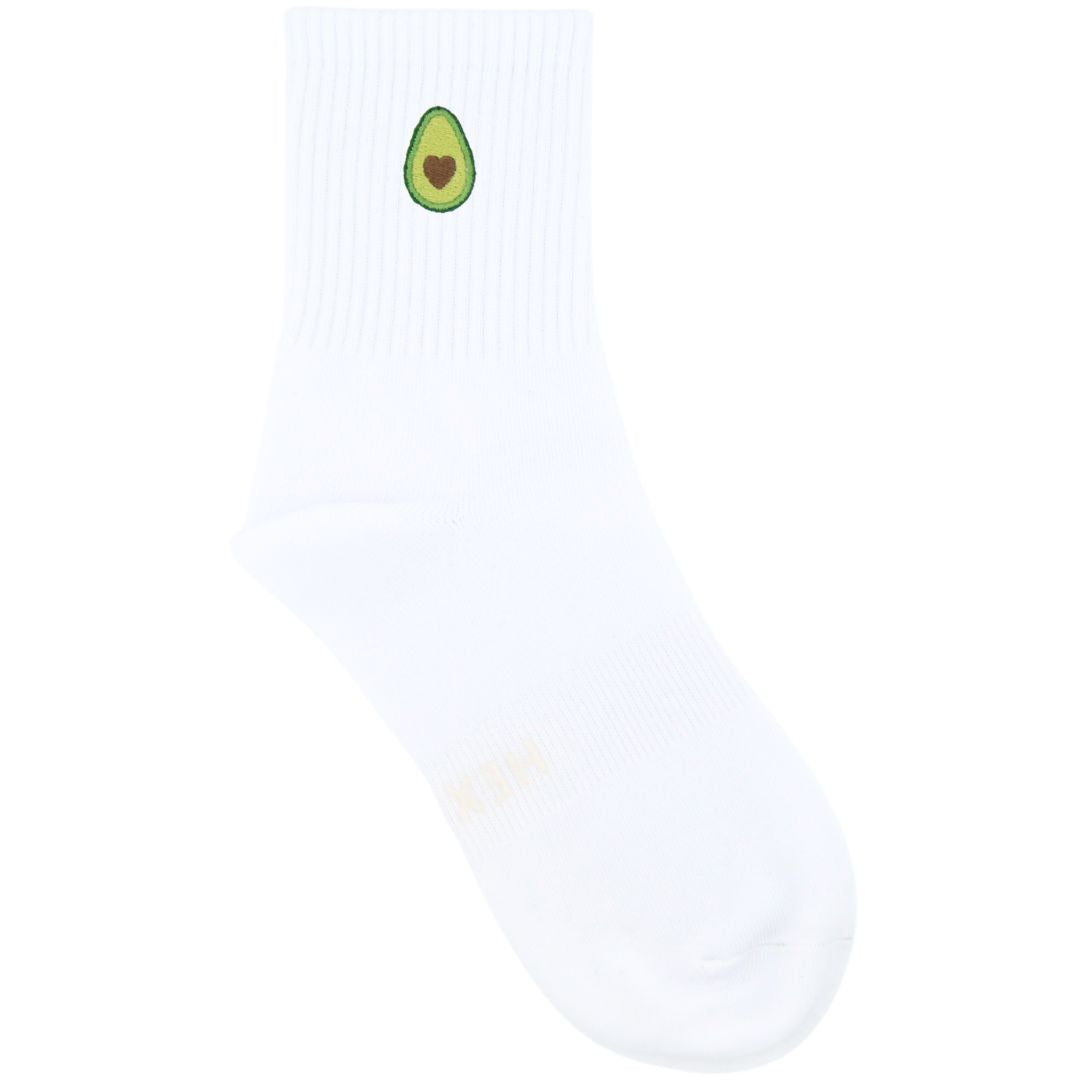 HEXSOX - Embroidered Crew Socks - Avocado Heart