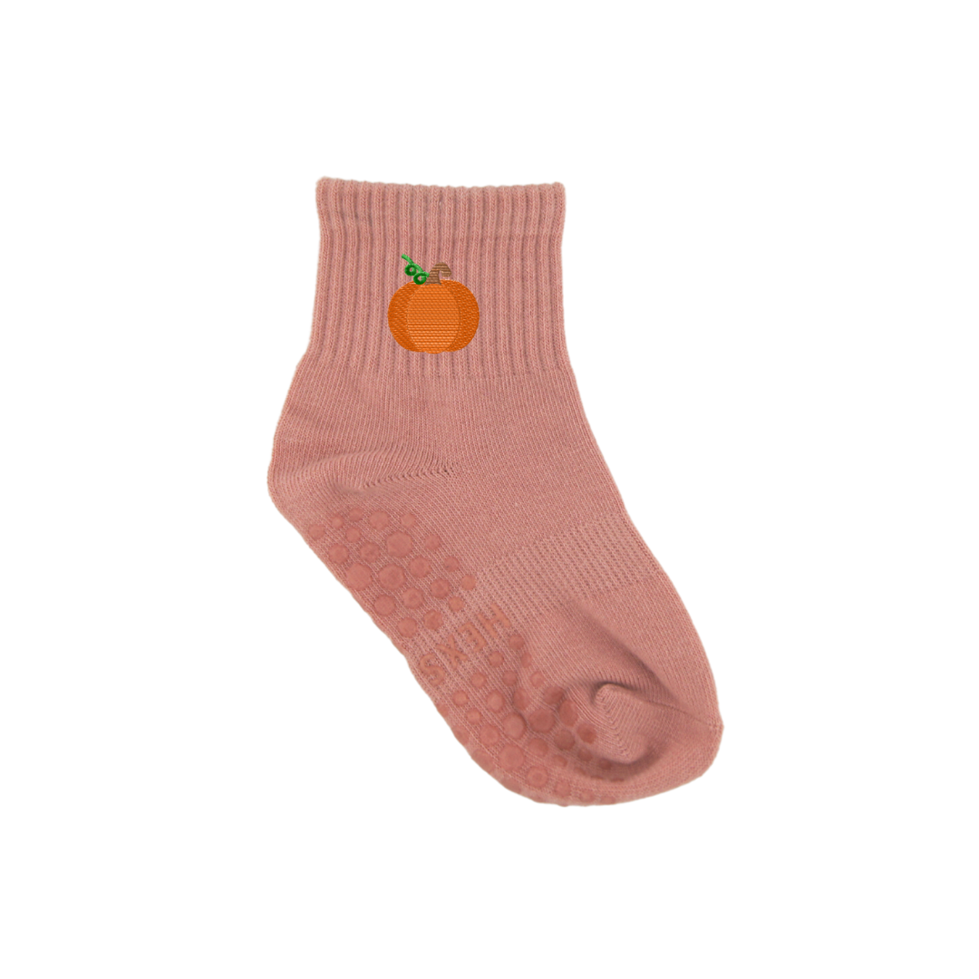 HEXSOX - Kids - Embroidered Grip Socks - Pumpkin