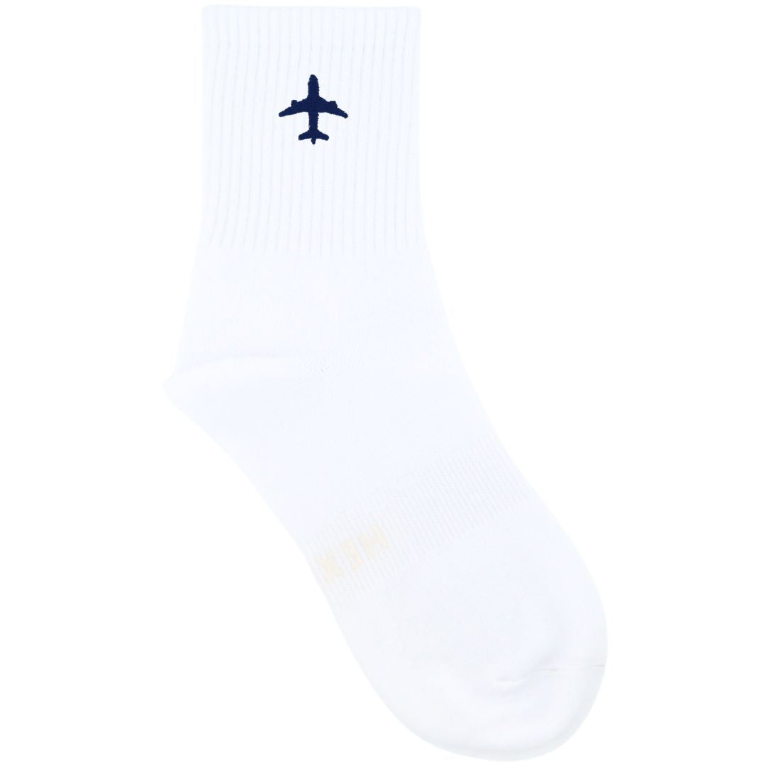 HEXSOX - Embroidered Crew Socks - Airplane
