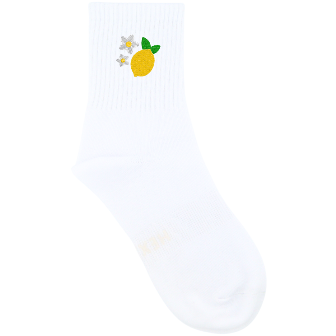 HEXSOX - Embroidered Crew Socks - Lemon