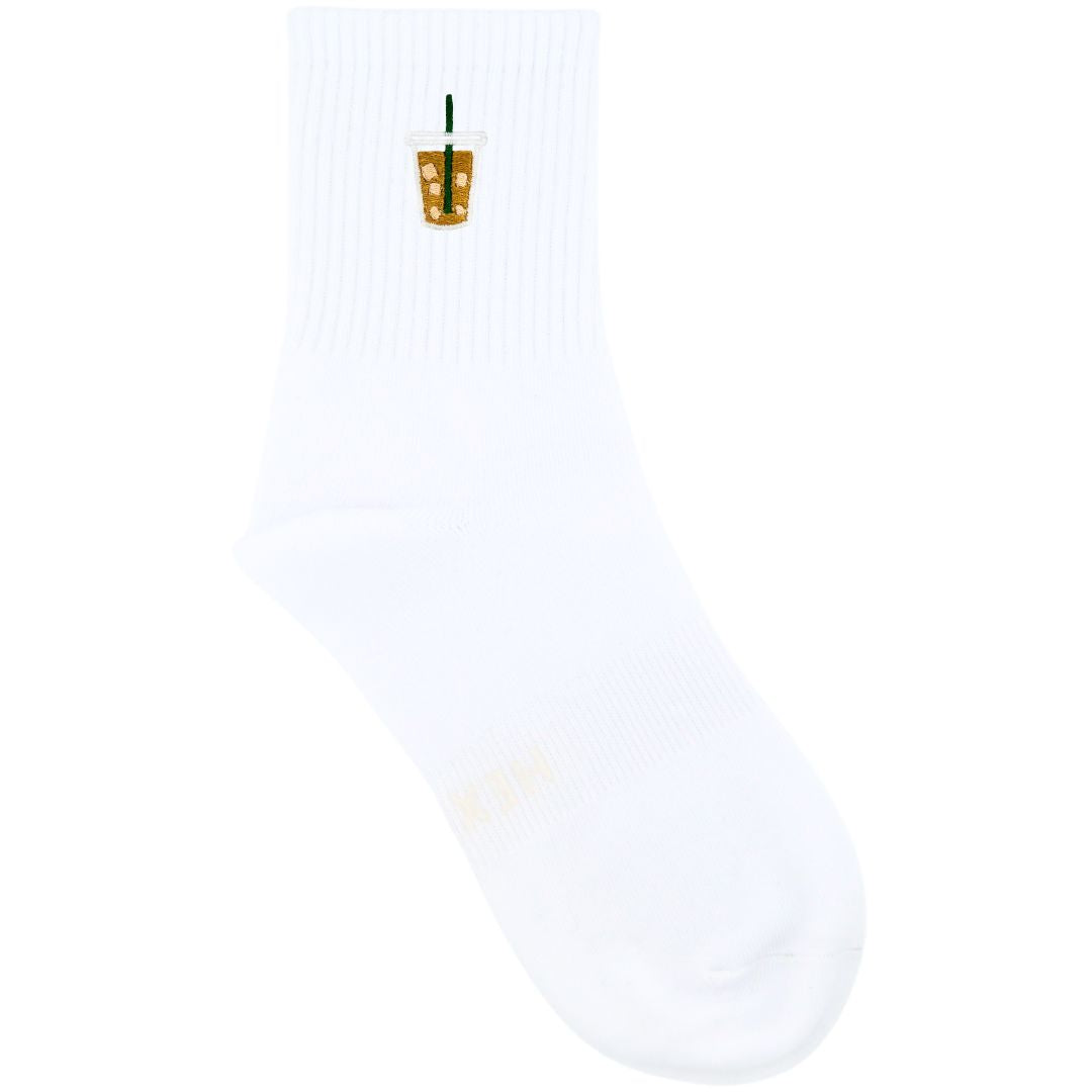 HEXSOX - Embroidered Crew Socks - Iced Coffee