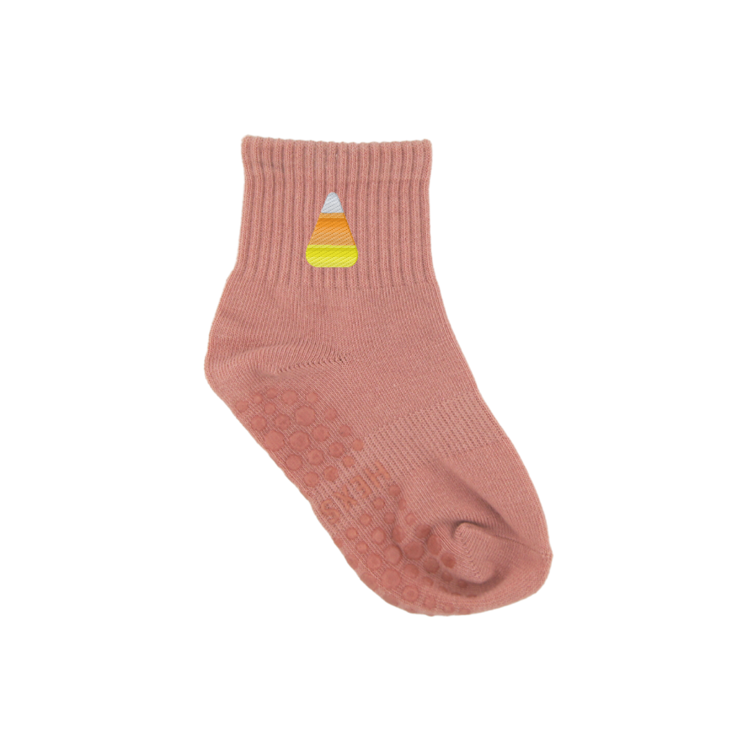 HEXSOX - Kids - Embroidered Grip Socks - Candy Corn
