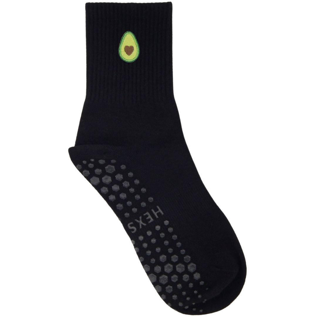 HEXSOX - Embroidered Crew Socks - Avocado Heart
