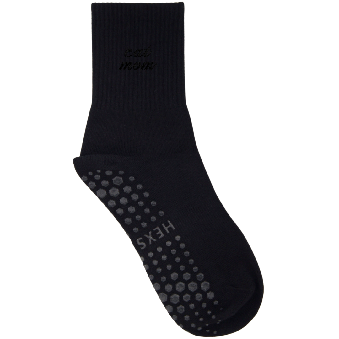HEXSOX - Embroidered Crew Socks - Cat Mom