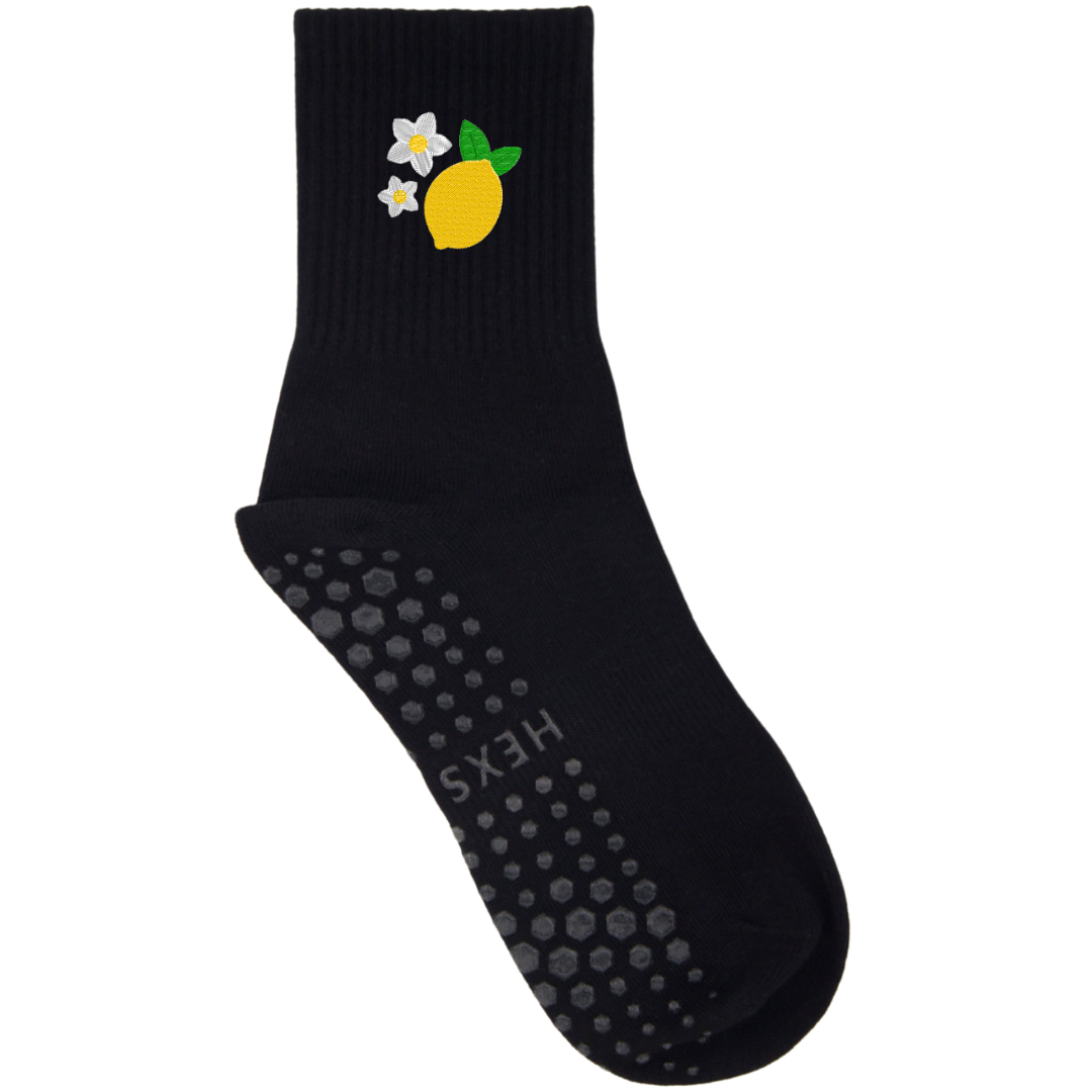 HEXSOX - Embroidered Crew Socks - Lemon