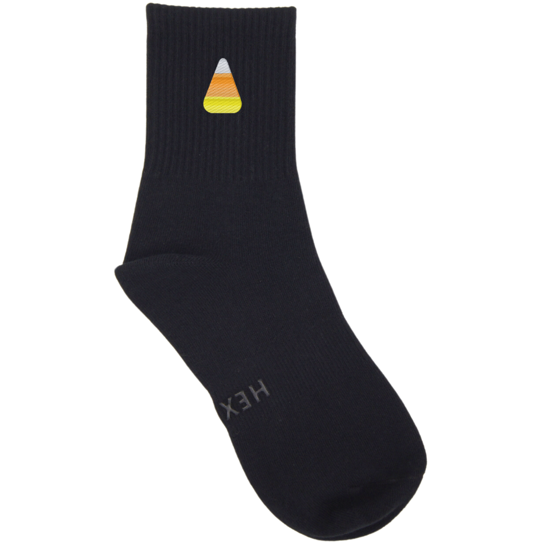 HEXSOX - Embroidered Crew Socks - Candy Corn