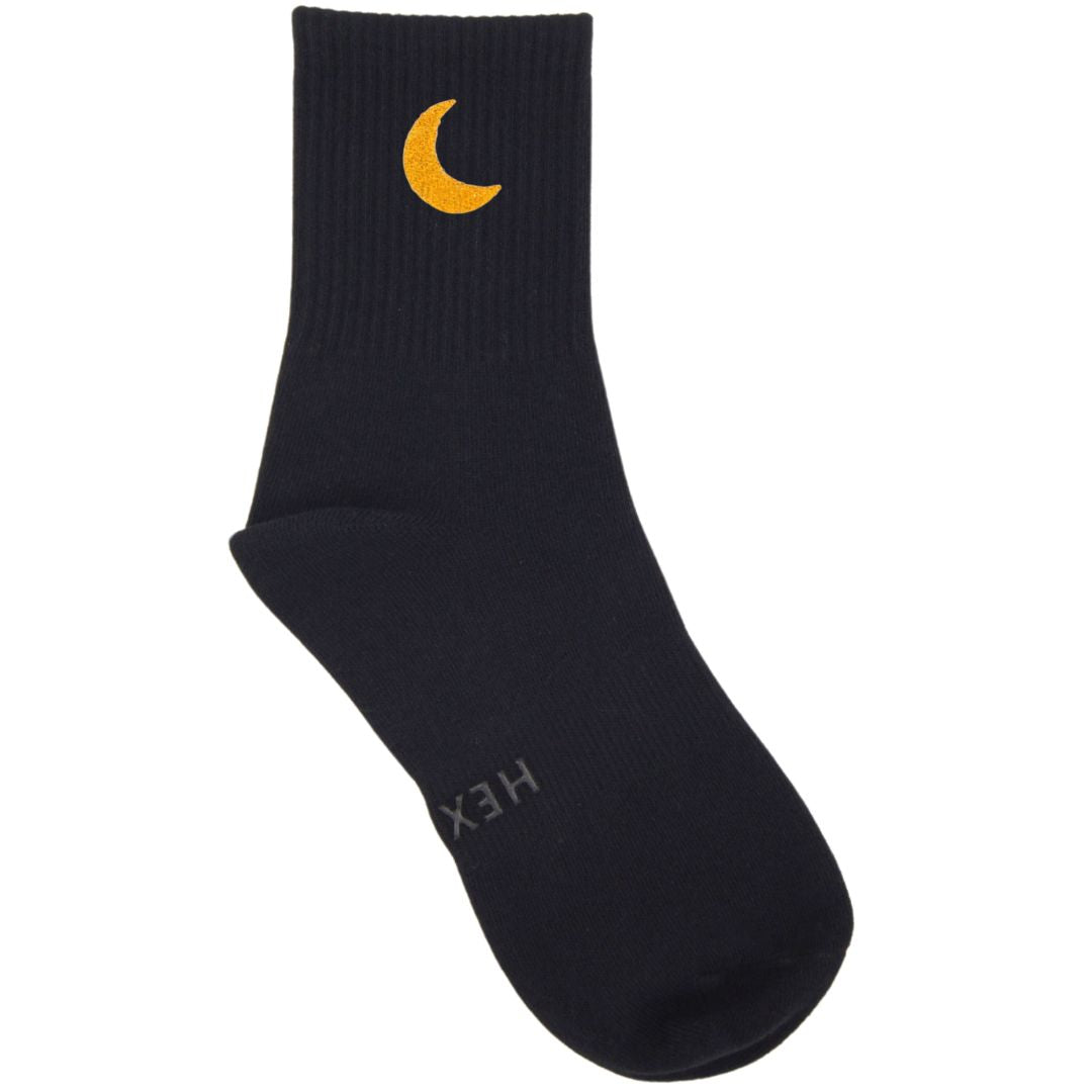 HEXSOX - Embroidered Crew Socks - Moon