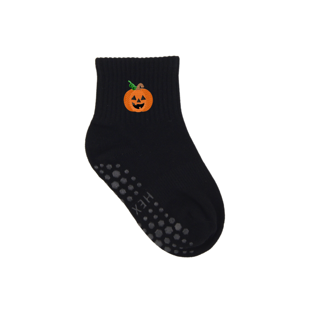 HEXSOX - Kids - Embroidered Grip Socks - Jack-O'-Lantern
