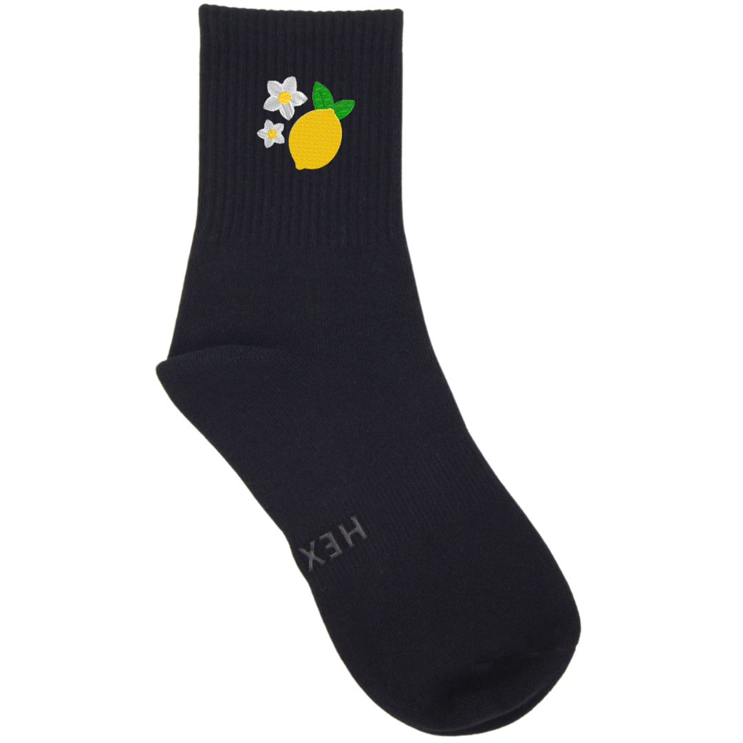 HEXSOX - Embroidered Crew Socks - Lemon