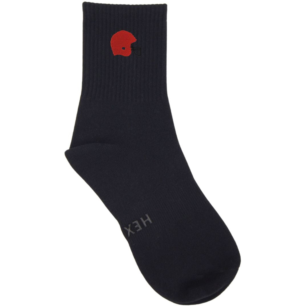HEXSOX - Embroidered Crew Socks - Football Helmet