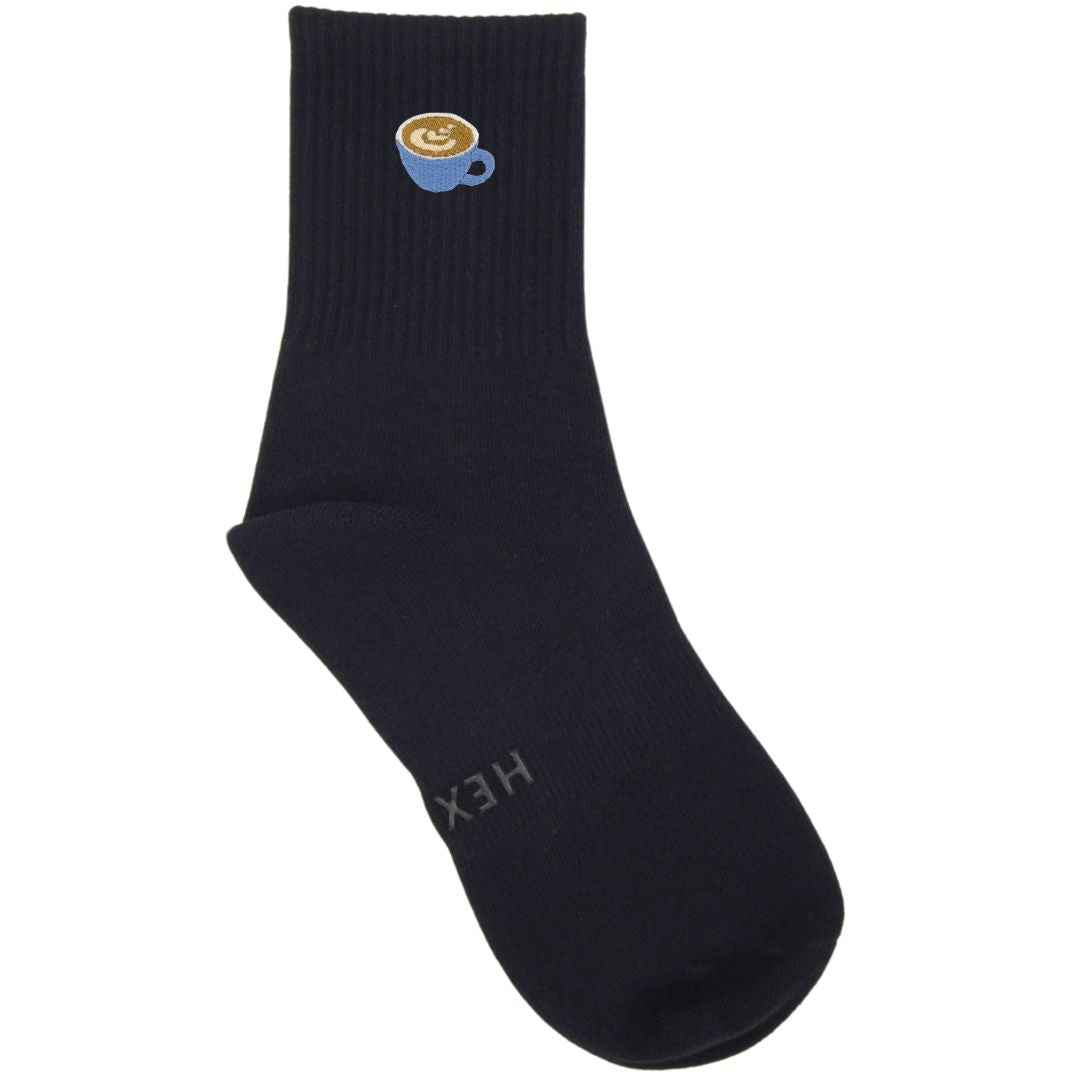 HEXSOX - Embroidered Crew Socks - Latte