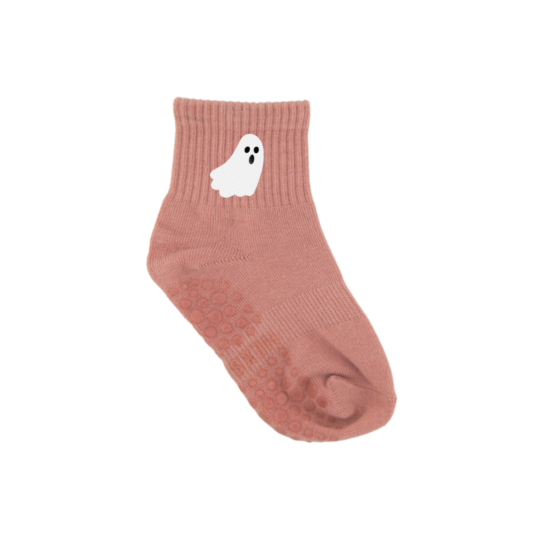 HEXSOX - Kids - Embroidered Grip Socks - Ghost