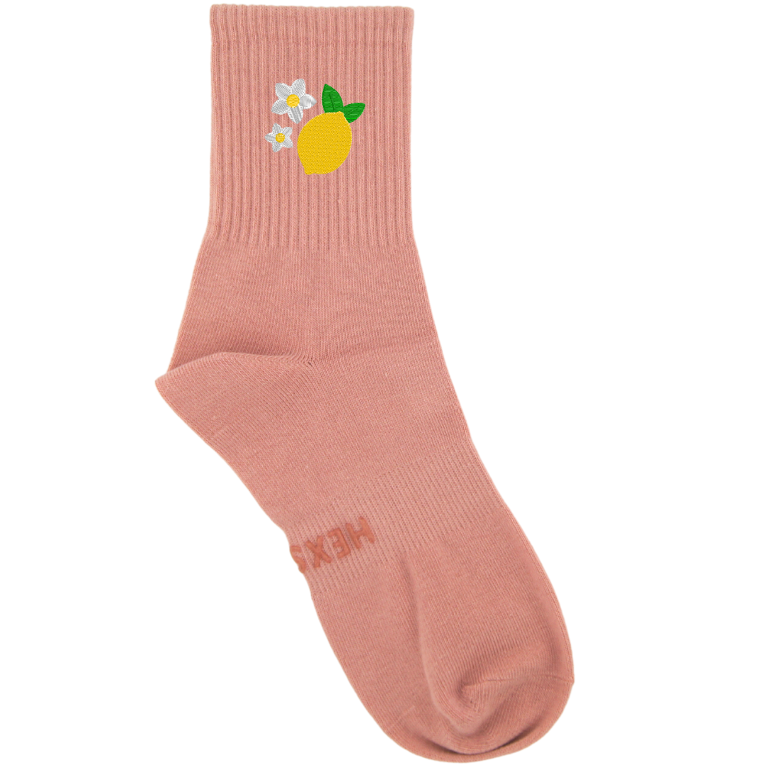 HEXSOX - Embroidered Crew Socks - Lemon