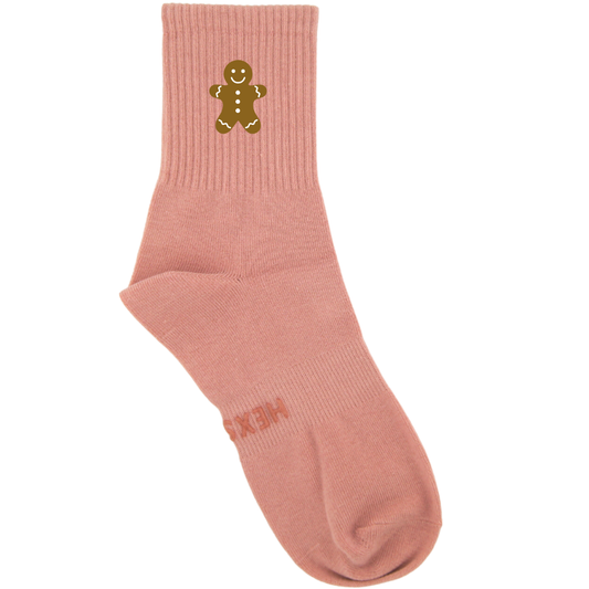 HEXSOX - Embroidered Crew Socks - Gingerbread Man