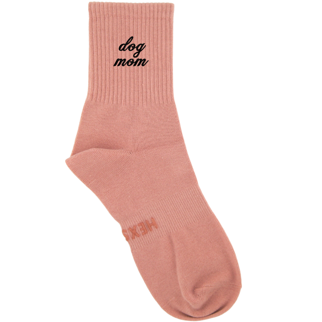 HEXSOX - Embroidered Crew Socks - Dog Mom