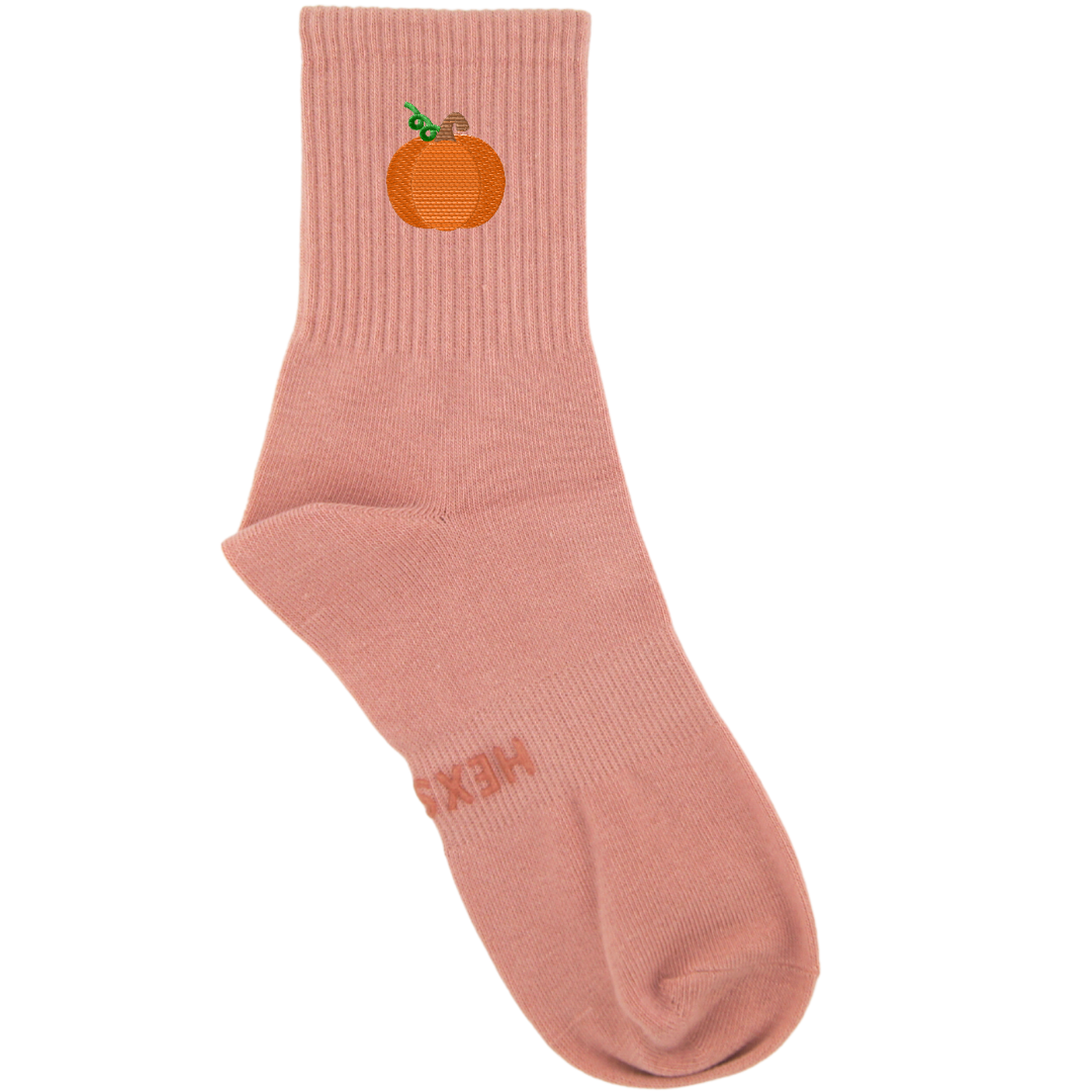 HEXSOX - Embroidered Crew Socks - Pumpkin