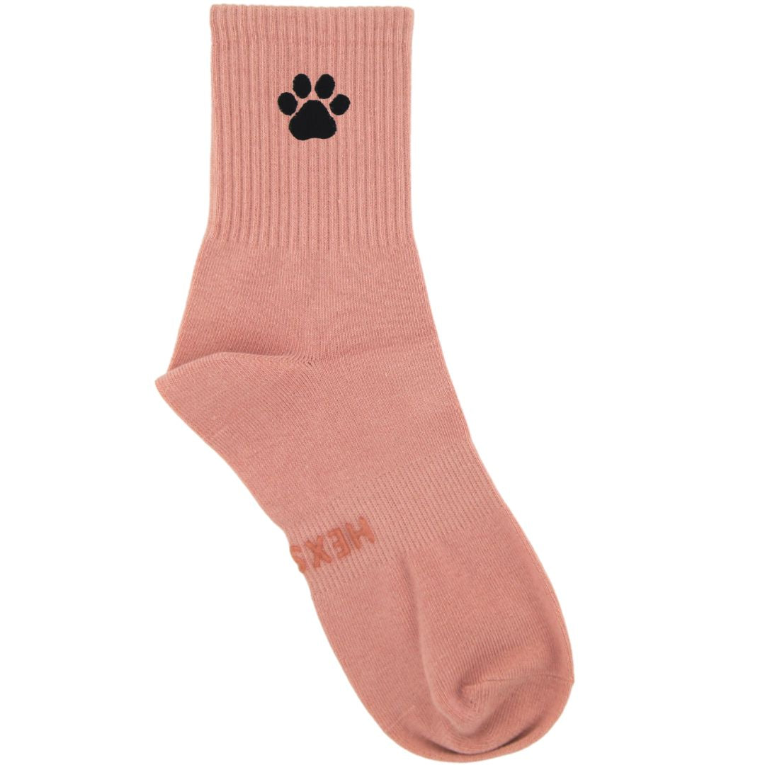 HEXSOX - Embroidered Crew Socks - Dog Paw Print