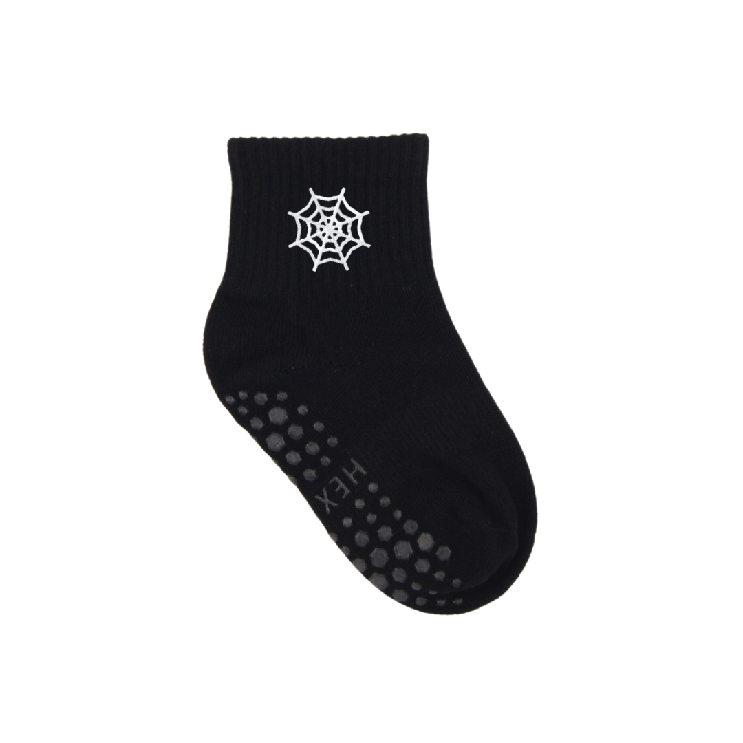 HEXSOX - Kids - Embroidered Grip Socks - Spider Web