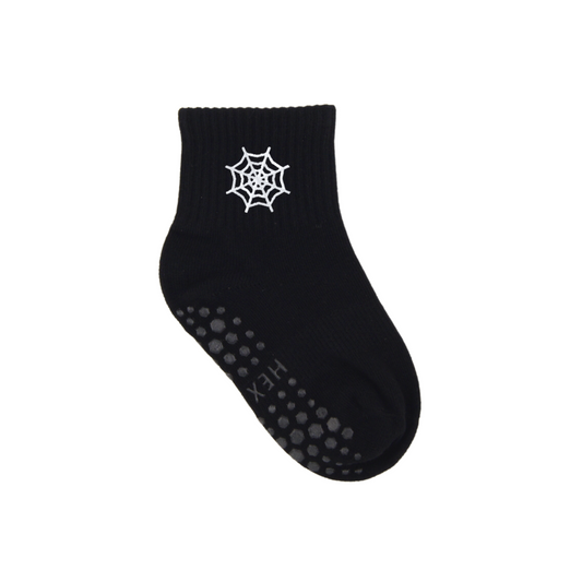 HEXSOX - Kids - Embroidered Grip Socks - Spider Web