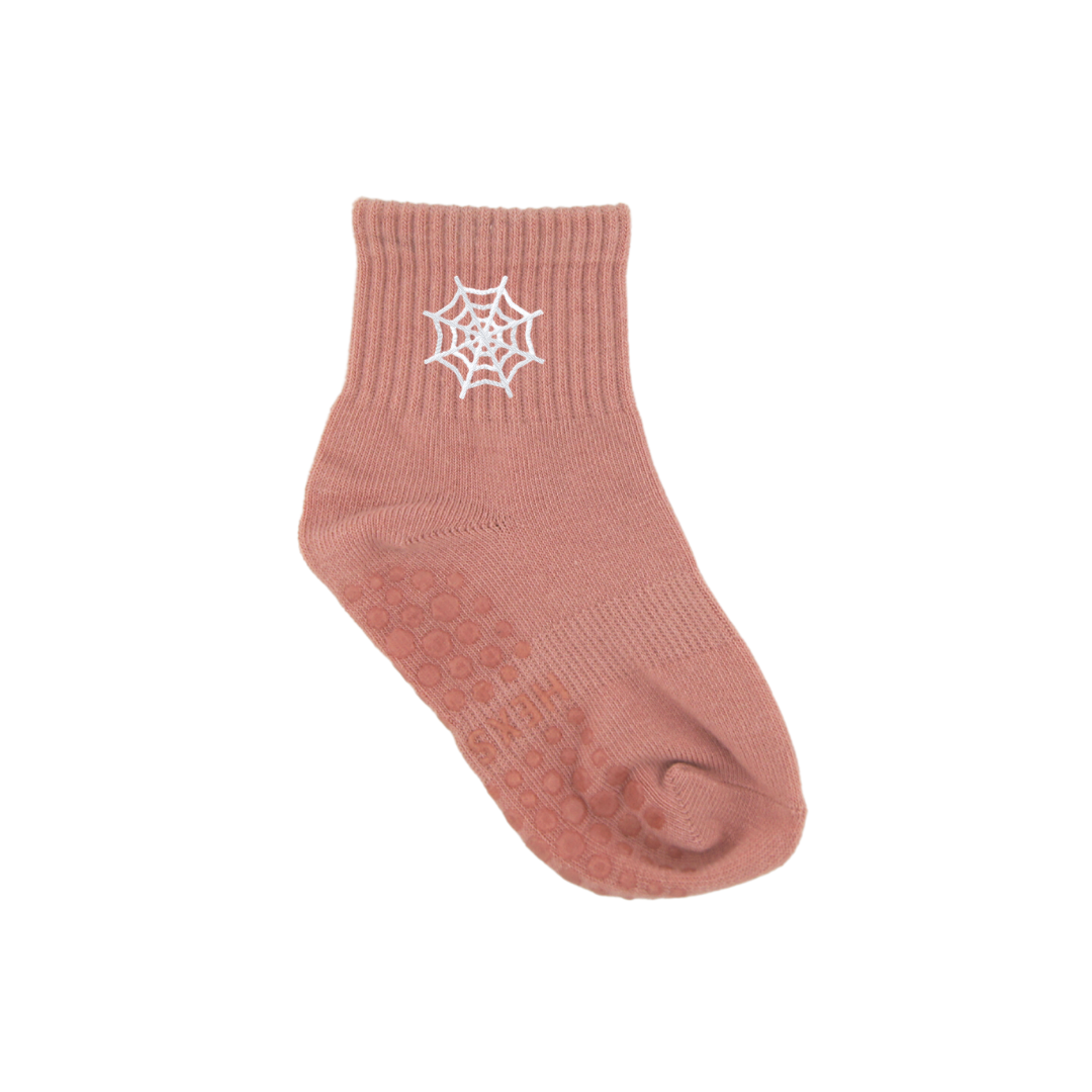 HEXSOX - Kids - Embroidered Grip Socks - Spider Web