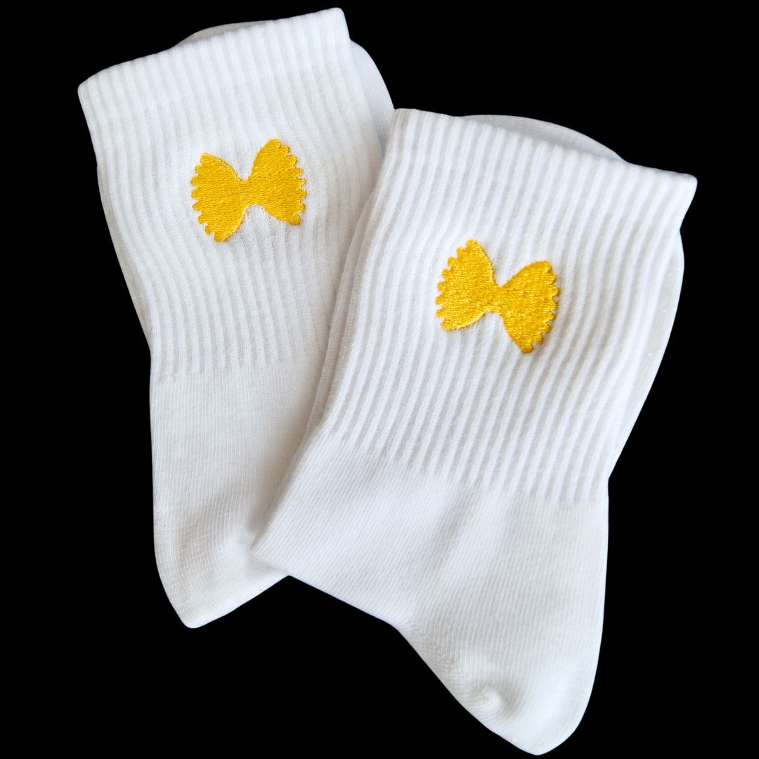 HEXSOX - Embroidered Crew Socks - Bowtie Pasta