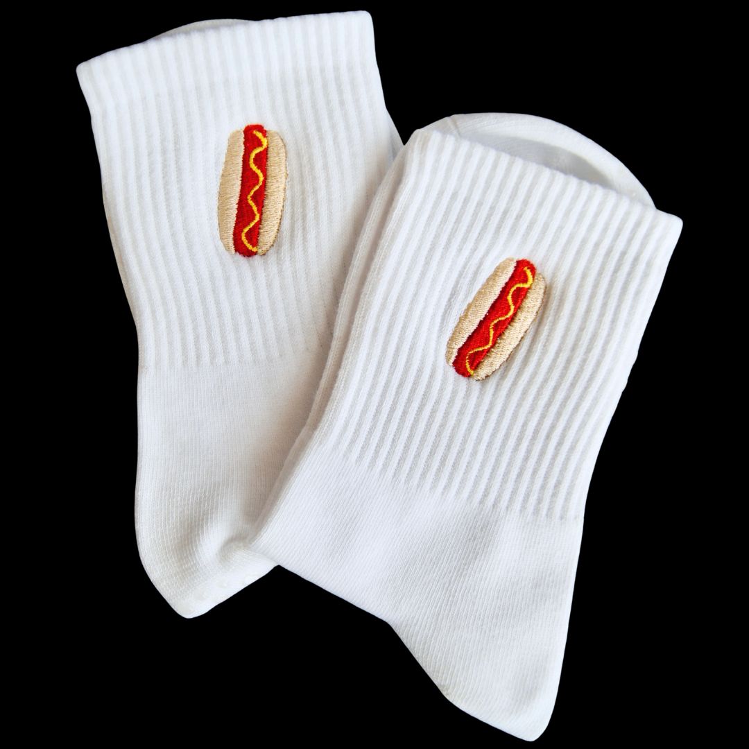 HEXSOX - Embroidered Crew Socks - Hot Dog